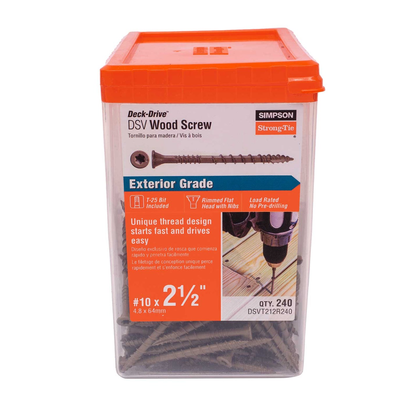 #10 x 2-1/2" Simpson Strong-Tie Deck-Drive T25 DSV Wood Screw - Quik Guard Coating, Tan, Pkg 240