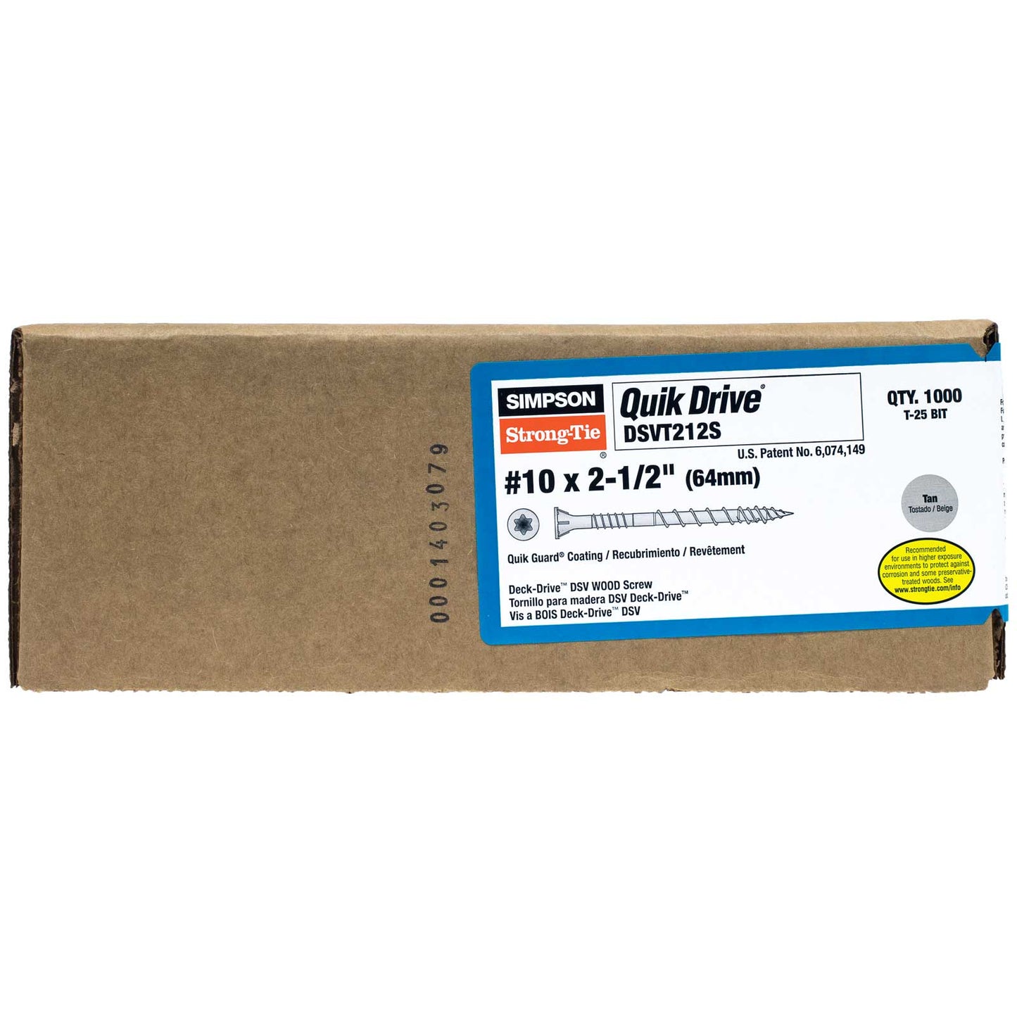 #10 x 2-1/2" Quik Drive DSV Tan Wood Collated Screws, Pkg 1000