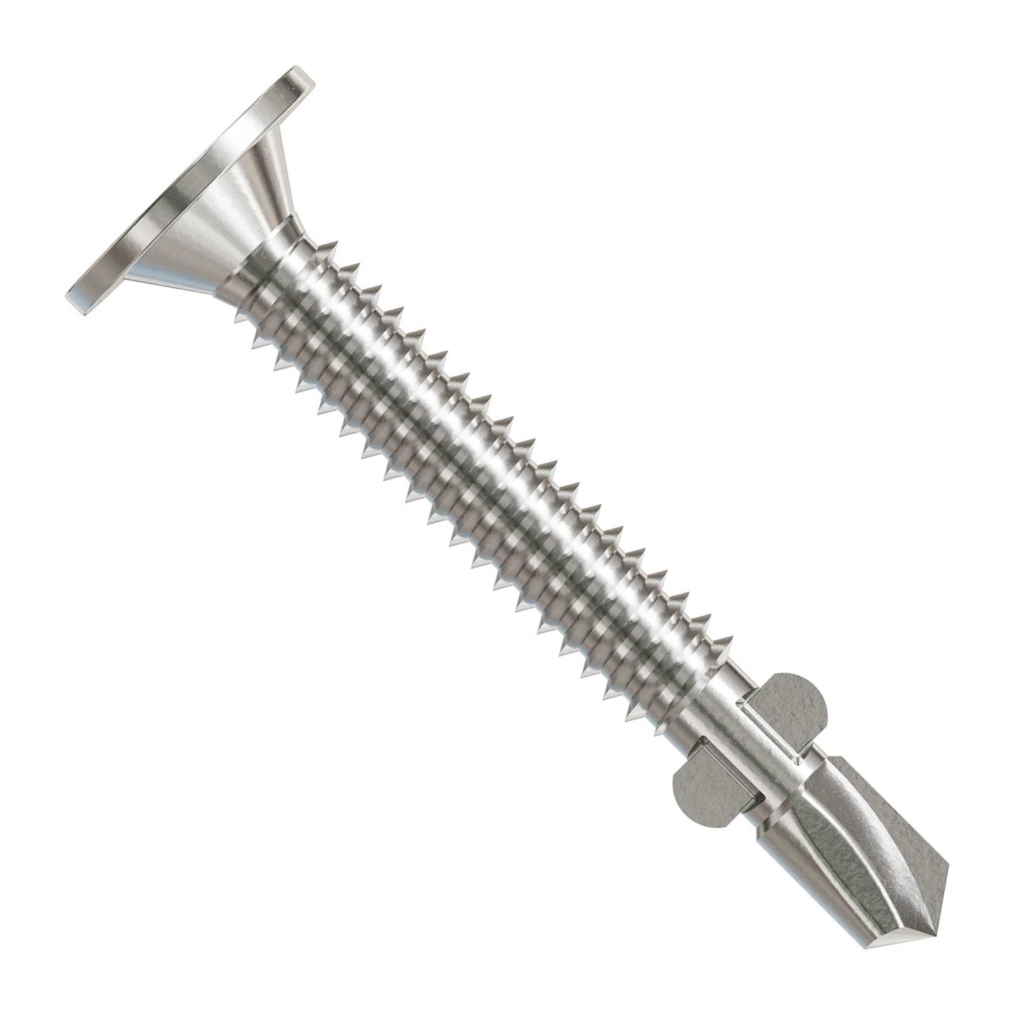 #10 x 1-7/16" Self-Drilling Wafer-Head Screw with Wings - 410 Stainless Steel