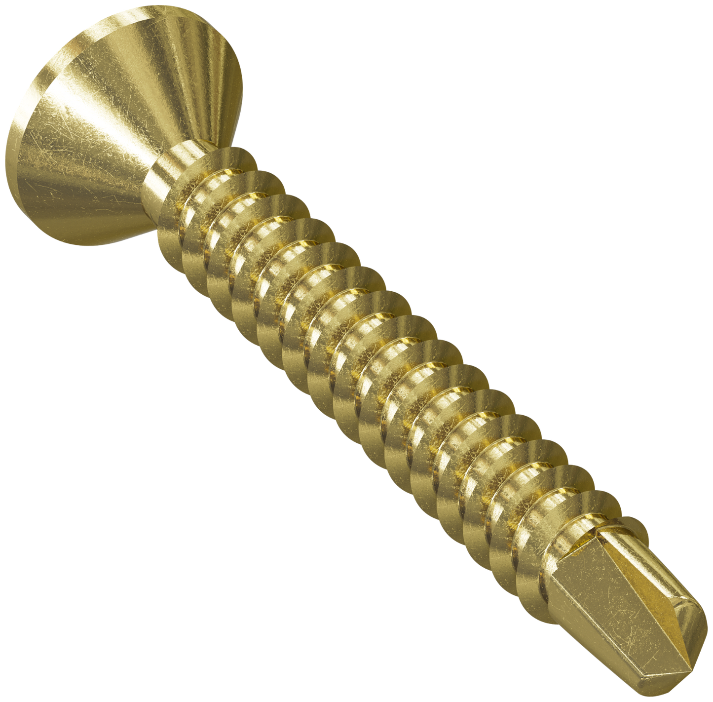 Gold screw on a white background