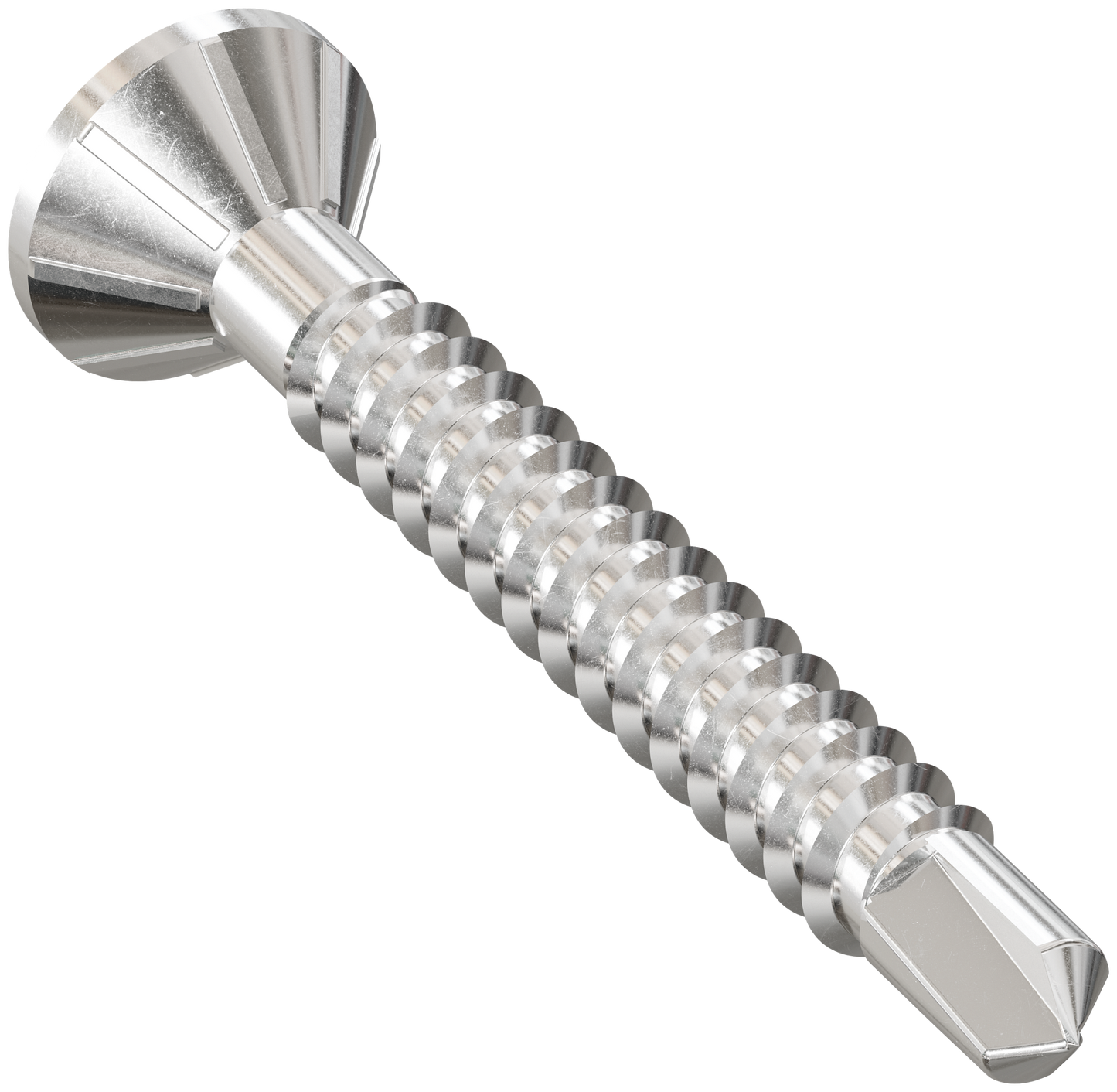Metal screw on a white background