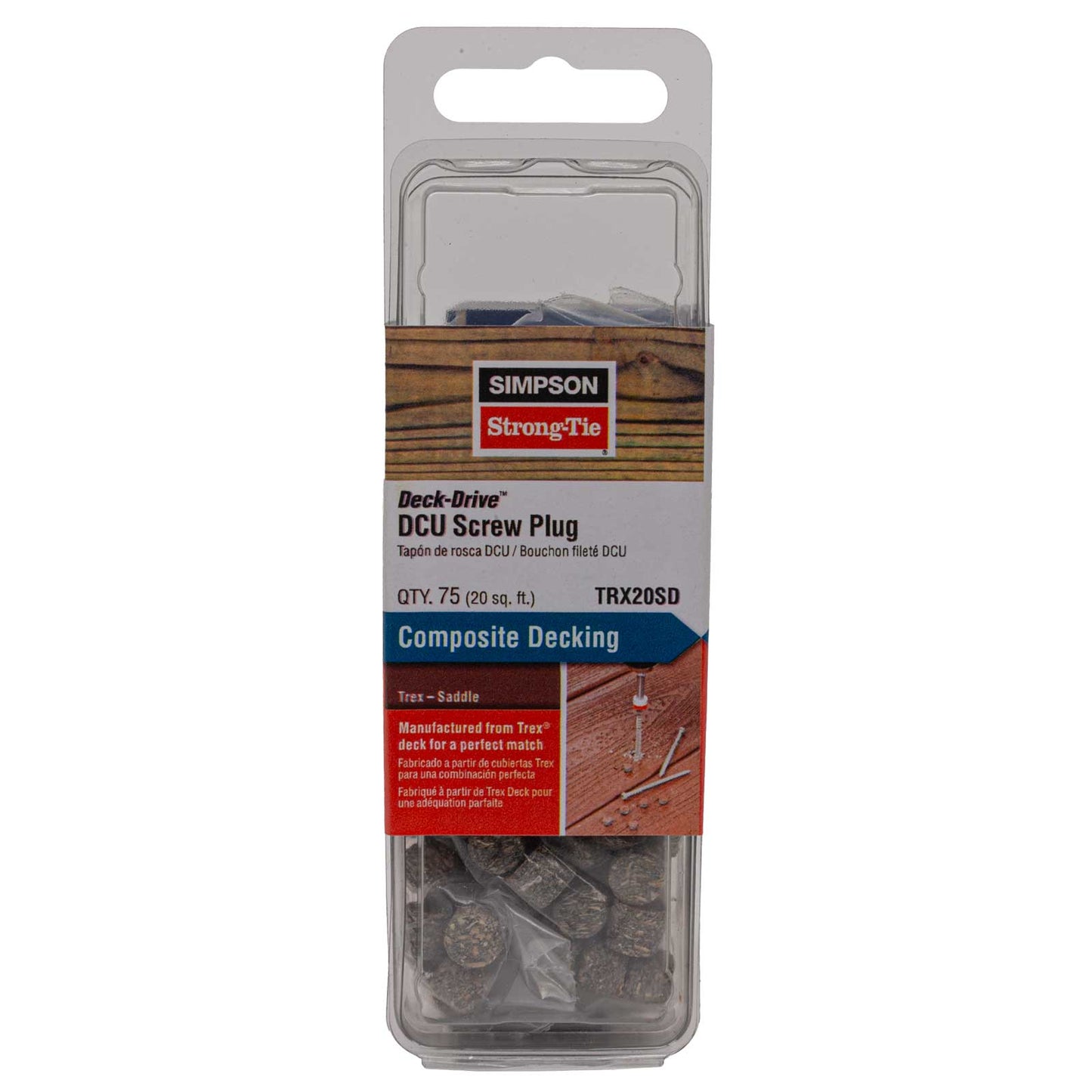Simpson Trex Composite Deck Screw Plug, Saddle Brown, Pkg 75