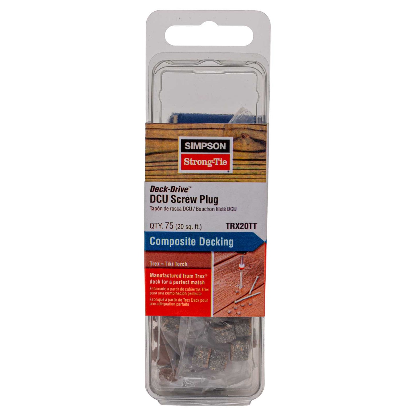 Simpson Trex Composite Deck Screw Plug, Tiki Torch, Pkg 75