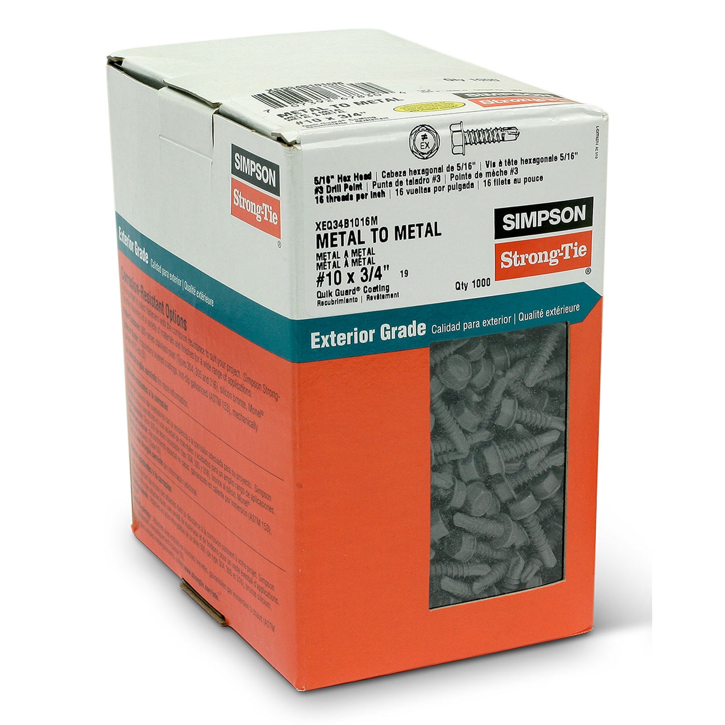 #10 x 3/4" XE Exterior Structural Metal Screw - Quik Guard Coating - Pkg 1,000