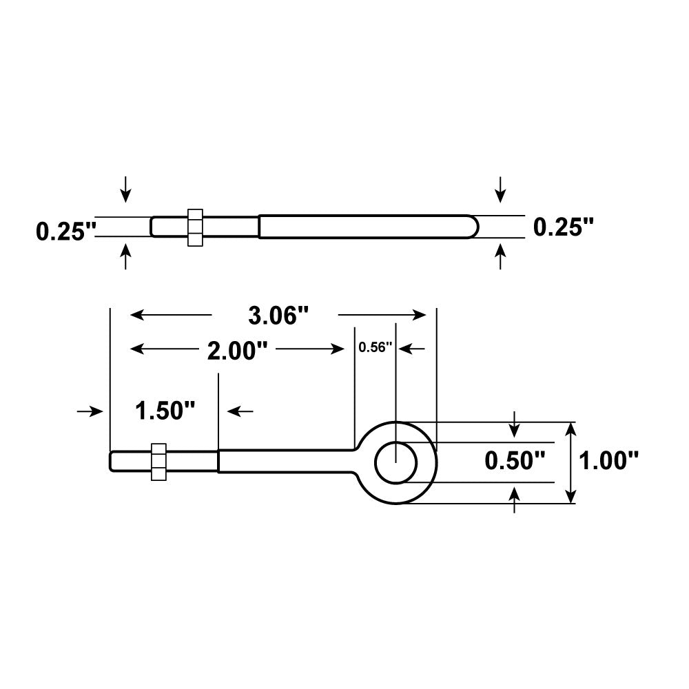 1/4" x 2" Galvanized Eye Bolt