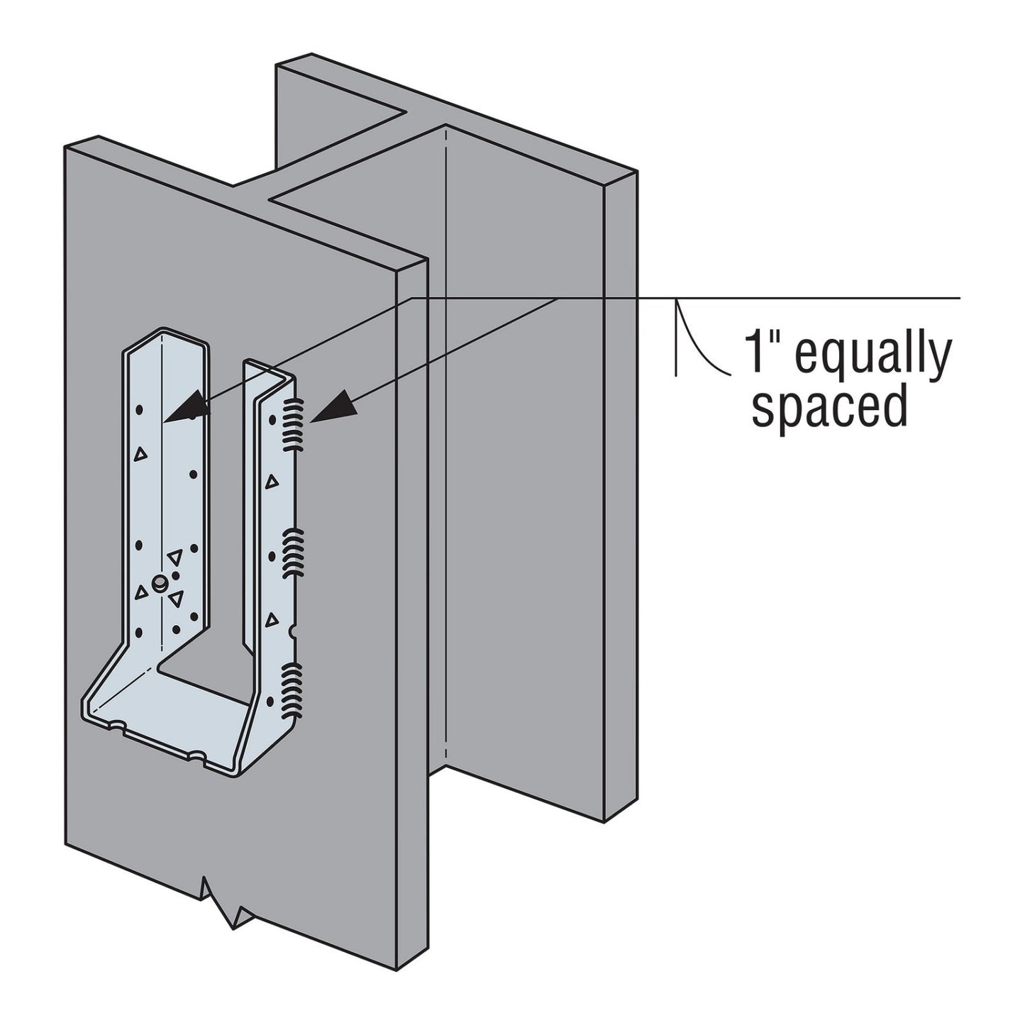 Simpson HUC3.25/16 Heavy Concealed-Flange Face-Mount Joist Hanger, Made to Order Non-Returnable