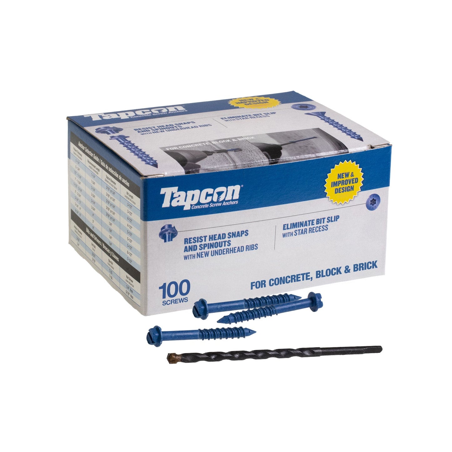 1/4" x 1-3/4" Tapcon Blue Concrete Screw, Hex Head, Pkg 100