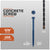 Concrete screw with specifications and drill bit included on a gray background
