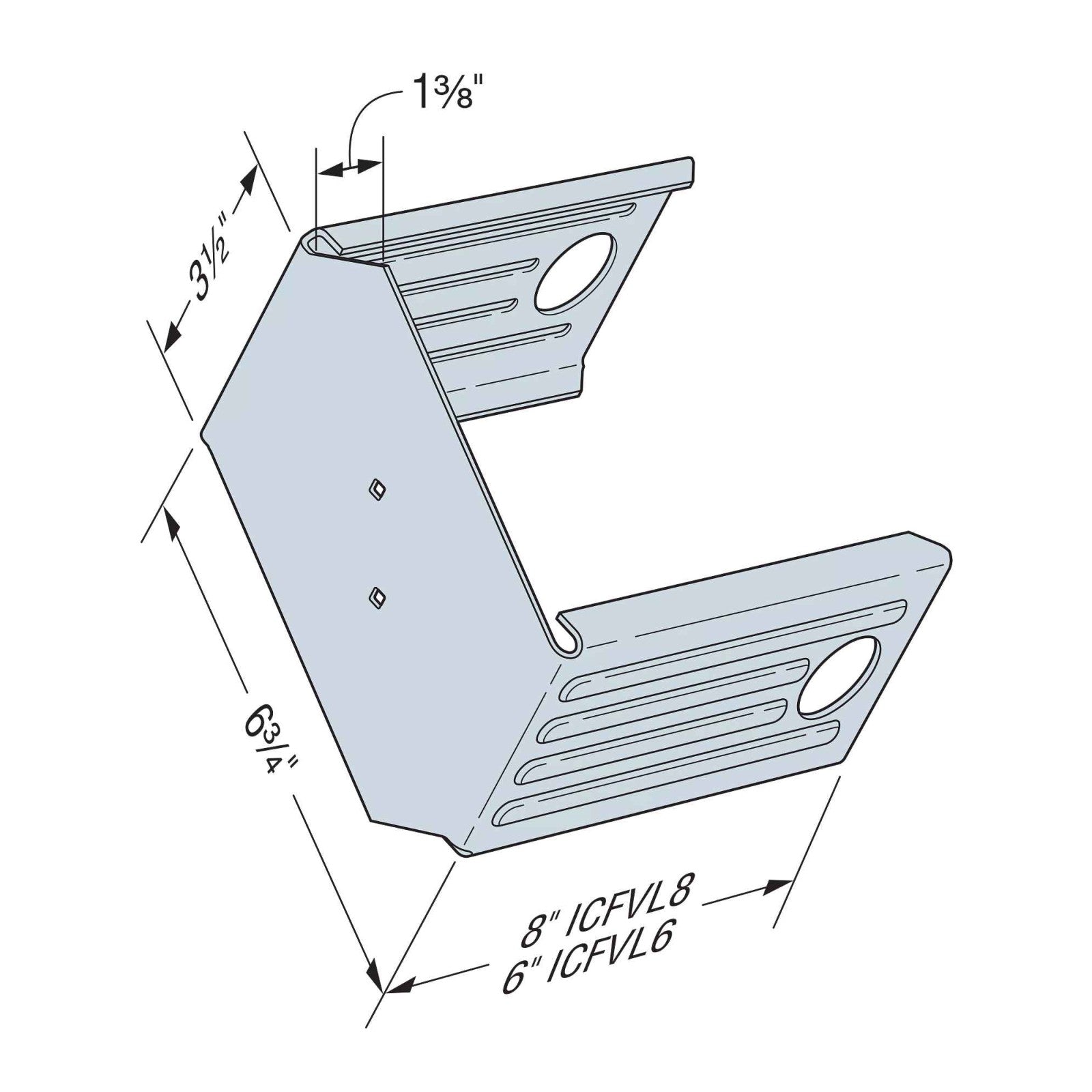 Simpson Strong-Tie 3 1/2" x 8" Zinc Galvanized Steel Ledger Connector