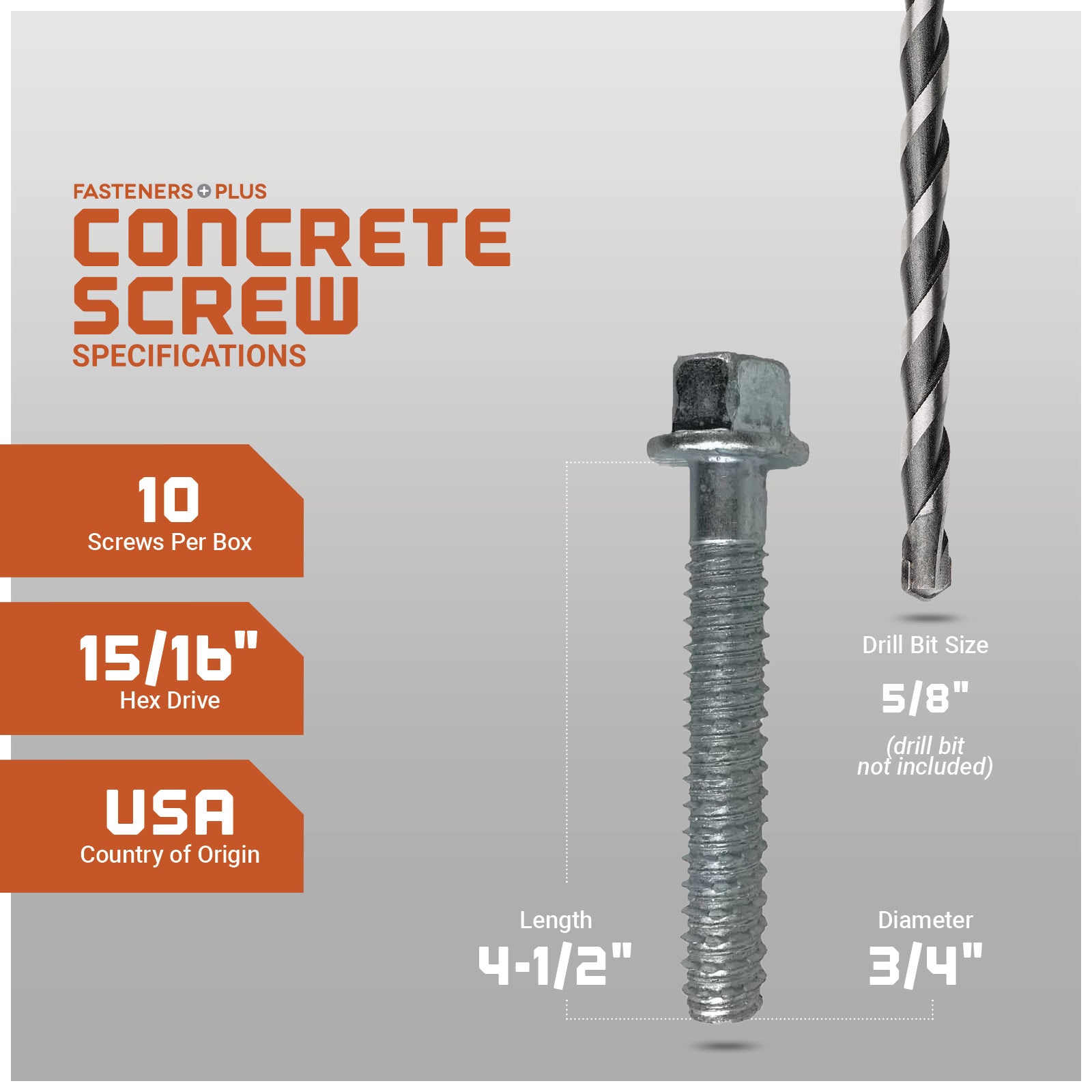 LDT Tapcon Screw, Zinc Spec
