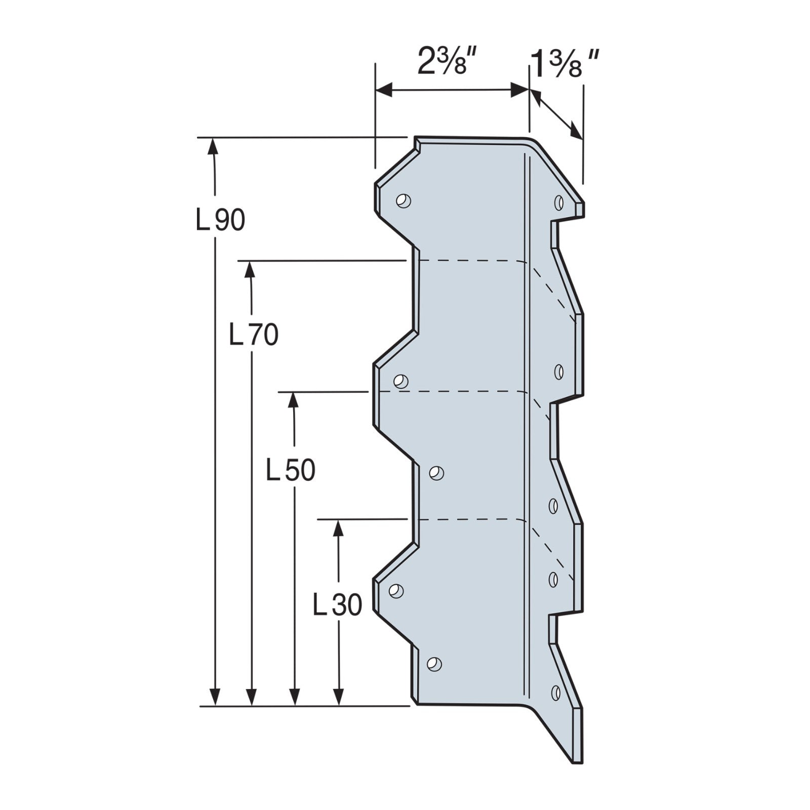 L reinforcing Angle size chart