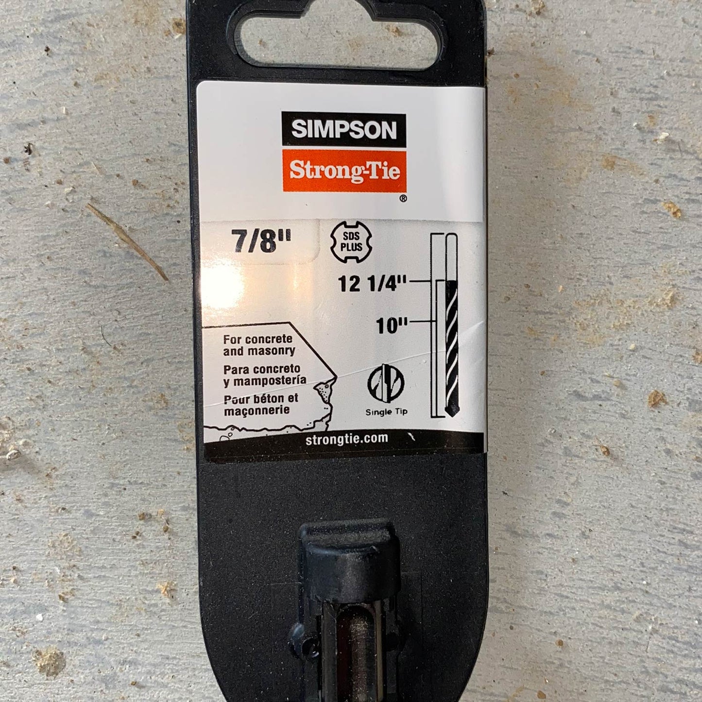 7/8" x 12" Simpson SDS-Plus Concrete Drill Bit, Carbide Tip, Pkg 1