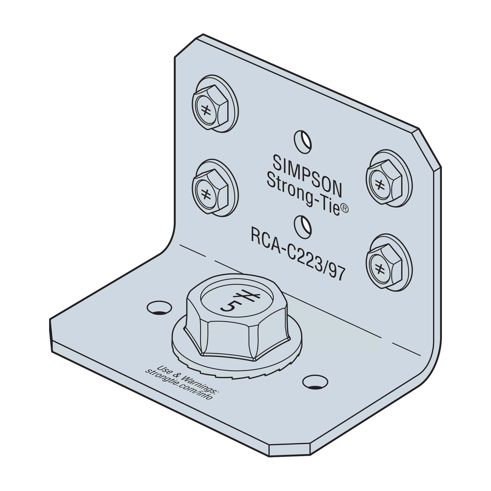Simpson Strong-Tie RCA-C223/97-R90 Zinc Galvanized Rigid Connector Angle for Concrete - Pkg 90