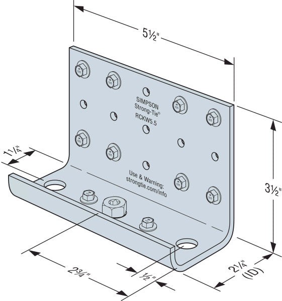 Simpson RCKW5.5-R10 Rigid Kneewall Connector Clip, Pkg 10