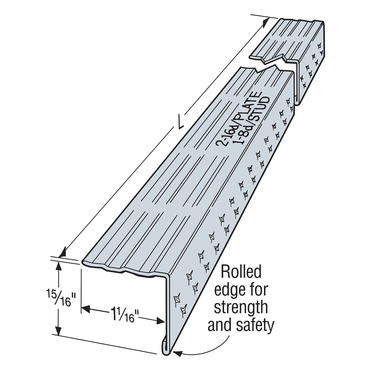 Simpson 11' 4" Rolled Compression Wall Bracing Rolled Edge Illustration