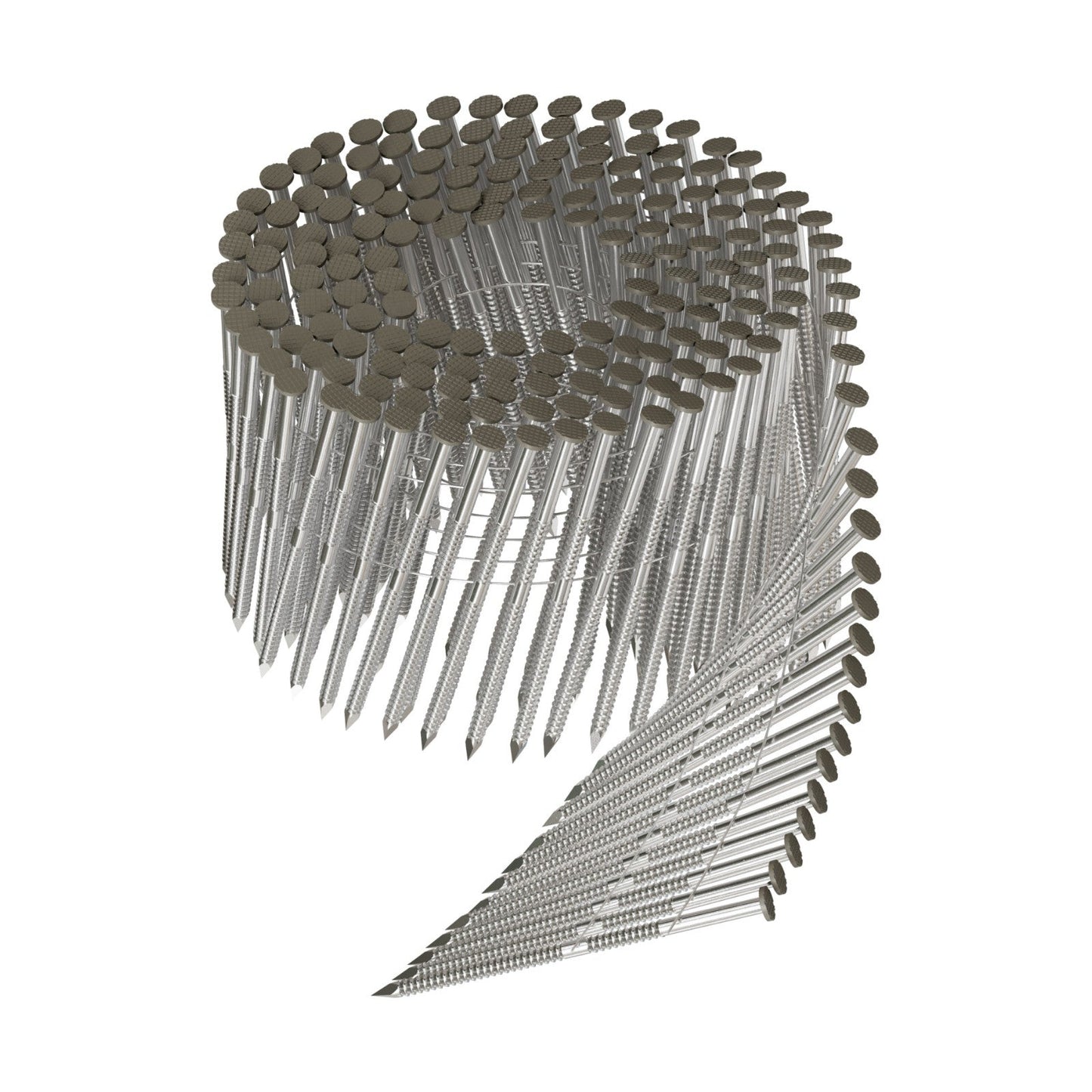3" 11 Gauge 15° Wire Coil, Painted Full Round Head, Ring-Shank Nail - Tan, Pkg 1800