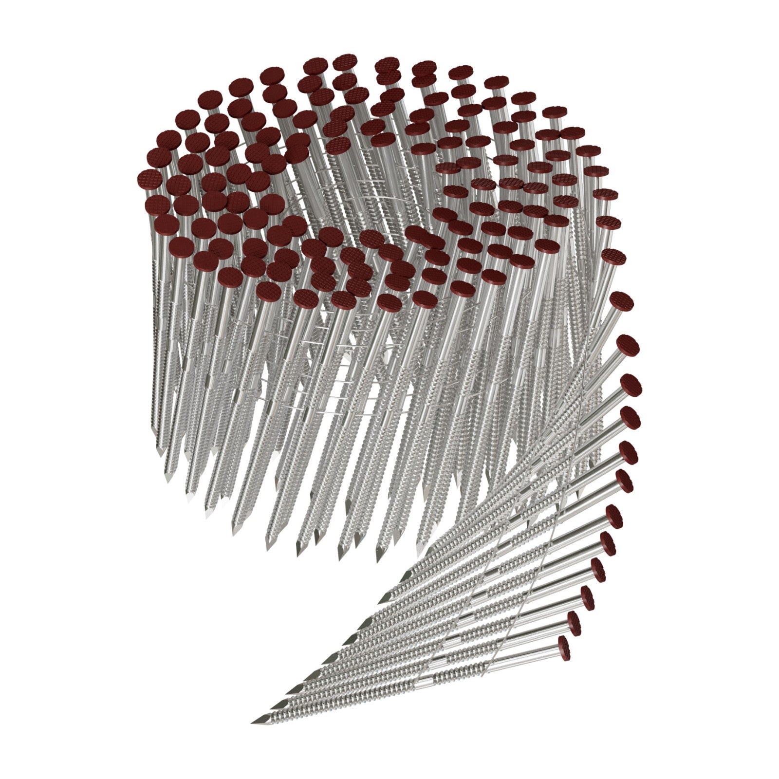 3-1/4" 11 Gauge 15° Wire Coil, Painted Full Round Head, Annular Ring-Shank Nail - Redwood - 1800 pkg