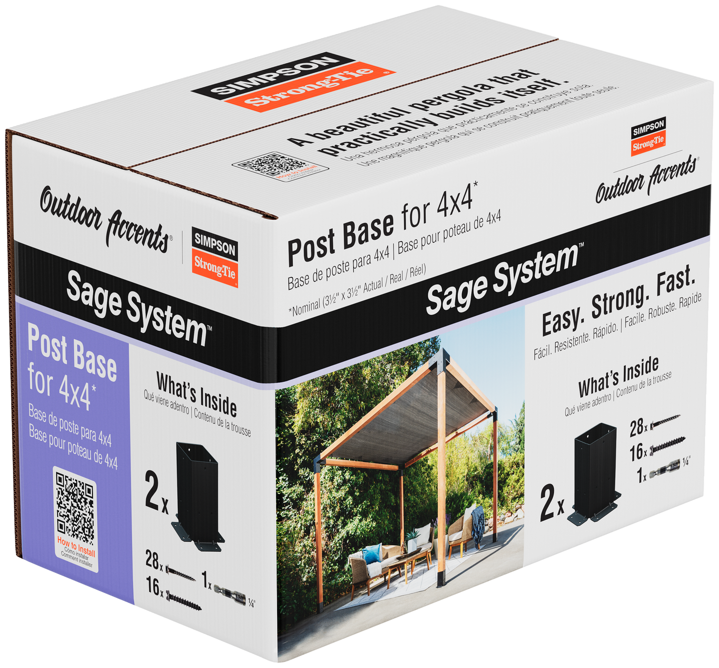Simpson Strong-Tie Sage DIY Pergola System post base packaging