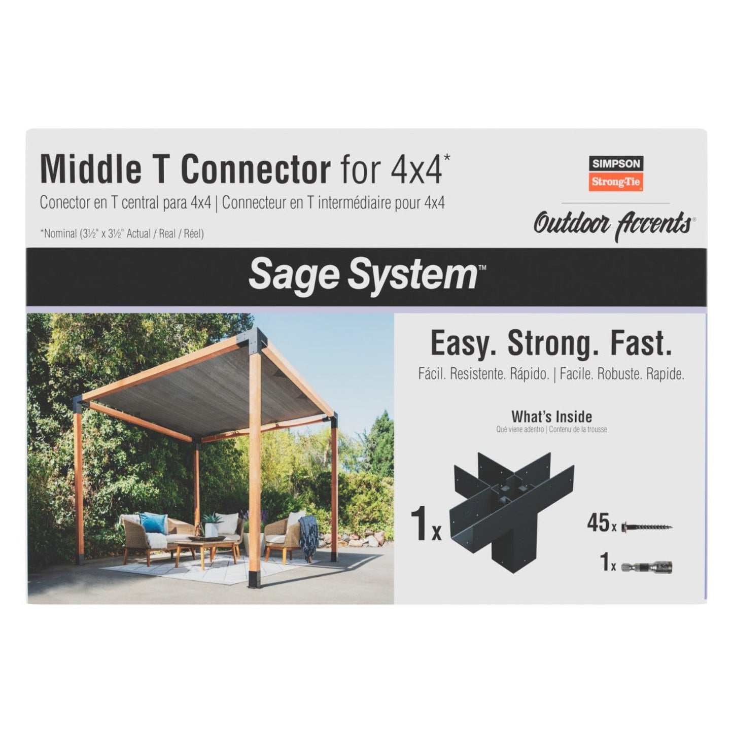 Simpson SAGE-T44-KT1 Sage System 4x4 Decorative Middle T Connector w/ Screws