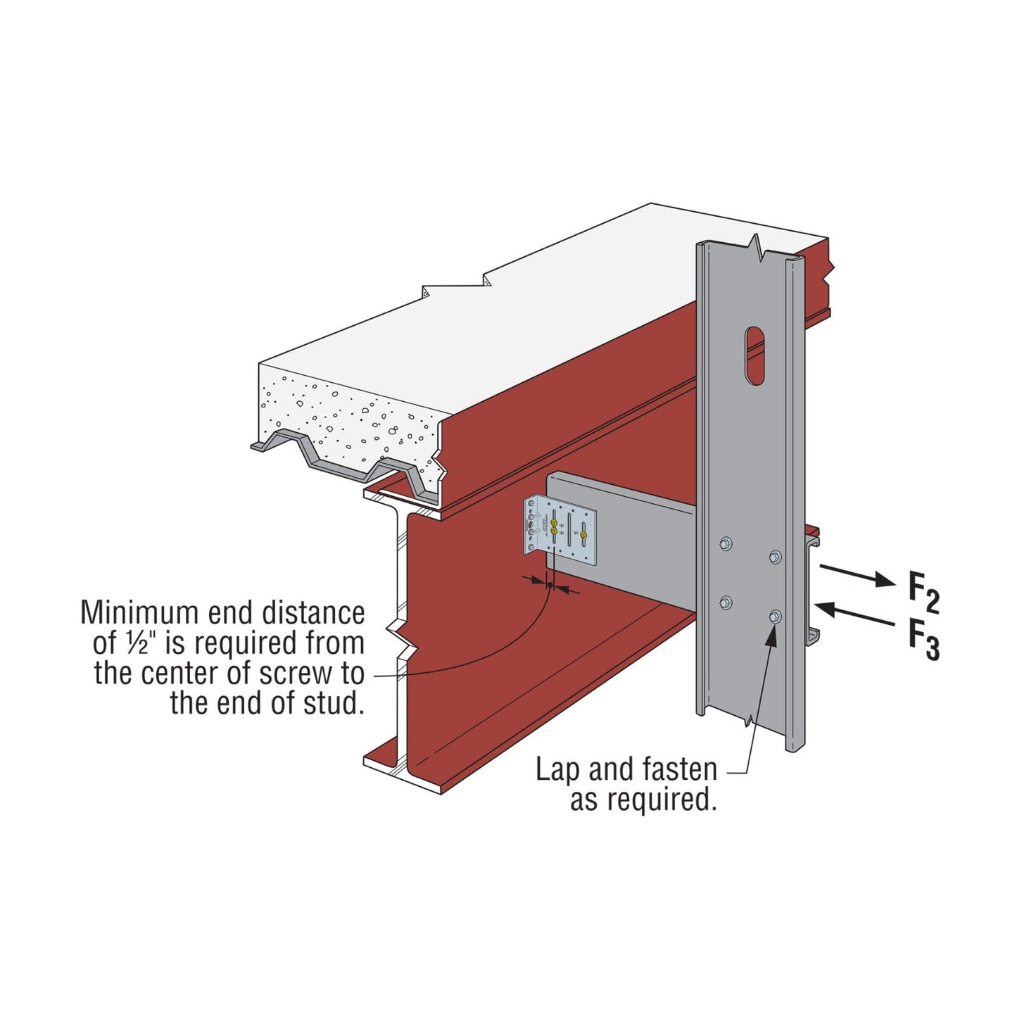 Simpson SCS62-5/68-KT25 Seismic Bypass Framing Connector - G90 Galvanized, Pkg 25