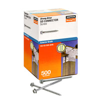 Box of Simpson Strong-Drive SD Connector Screws with screws displayed in front on a white background