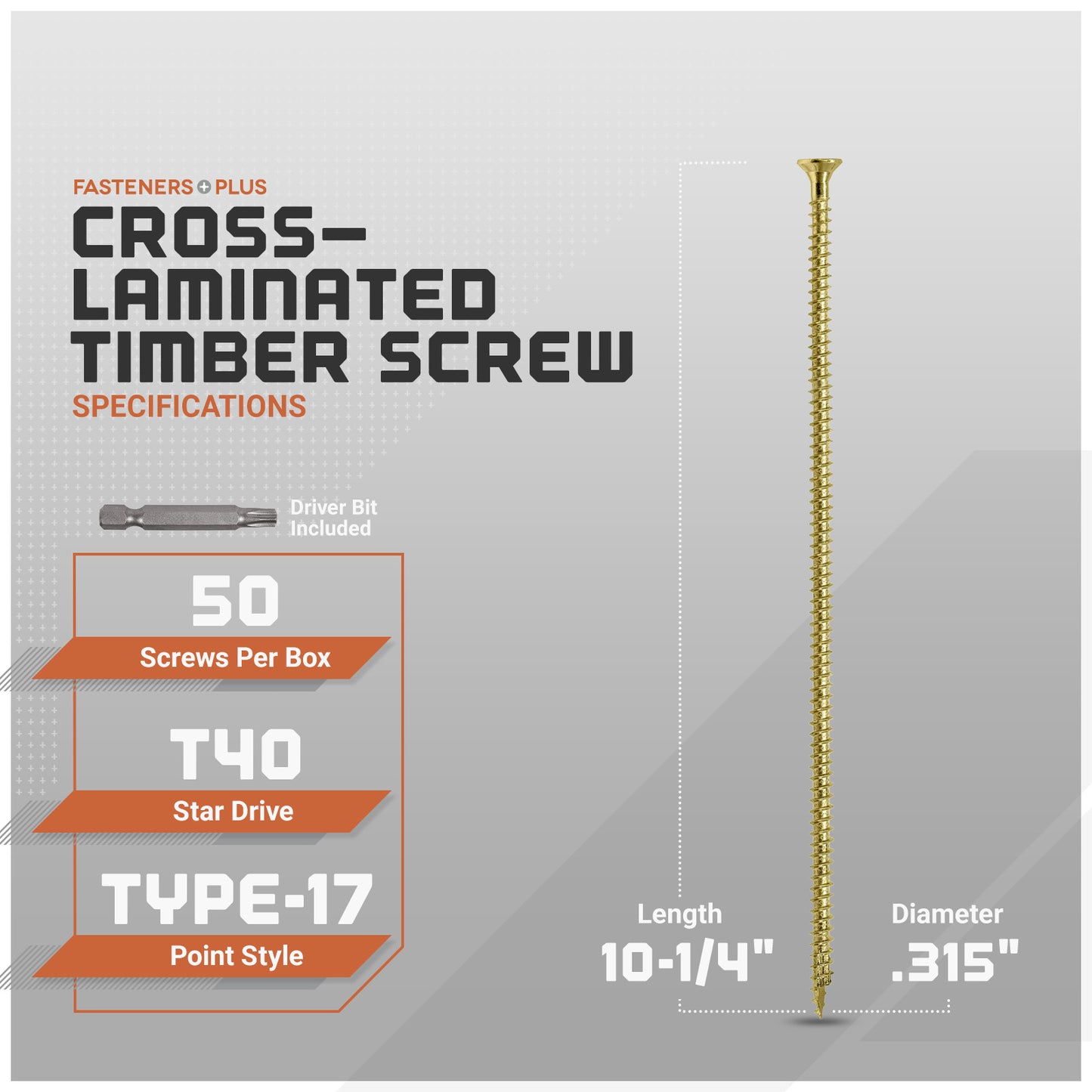 0.315" x 4-3/4" Strong-Drive SDCF Timber-CF Screw - Yellow Zinc - Specifications