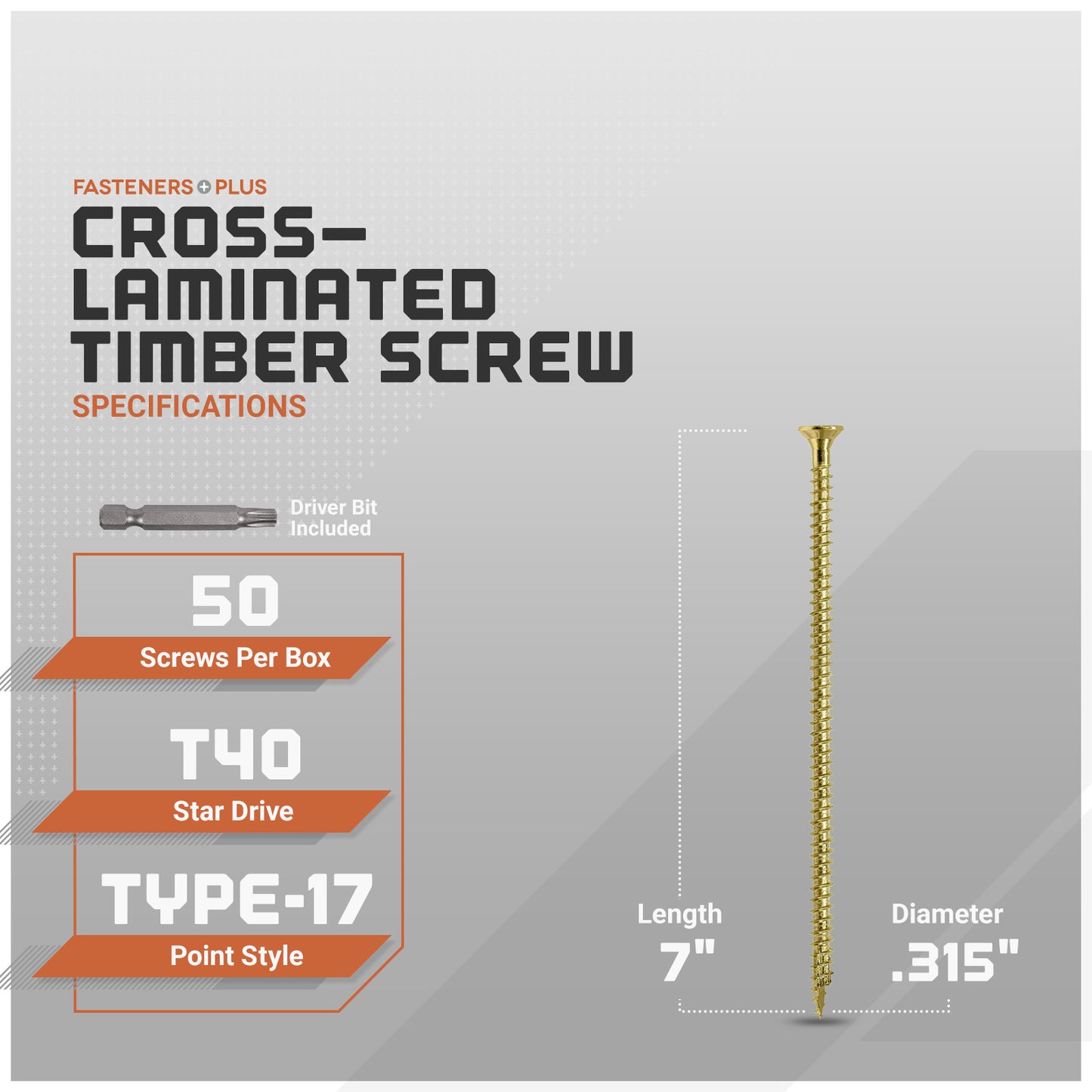 0.315" x 4-3/4" Strong-Drive SDCF Timber-CF Screw - Yellow Zinc - Specifications