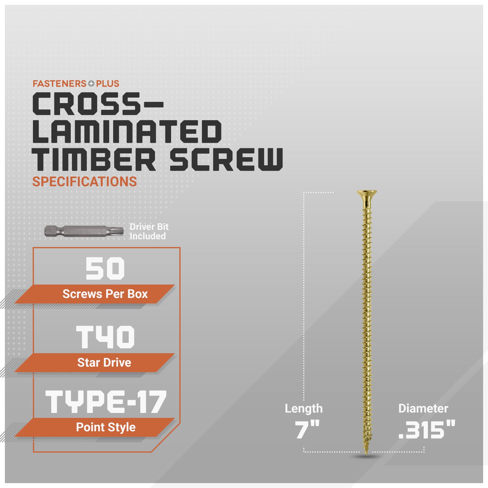 0.315" x 4-3/4" Strong-Drive SDCF Timber-CF Screw - Yellow Zinc - Specifications