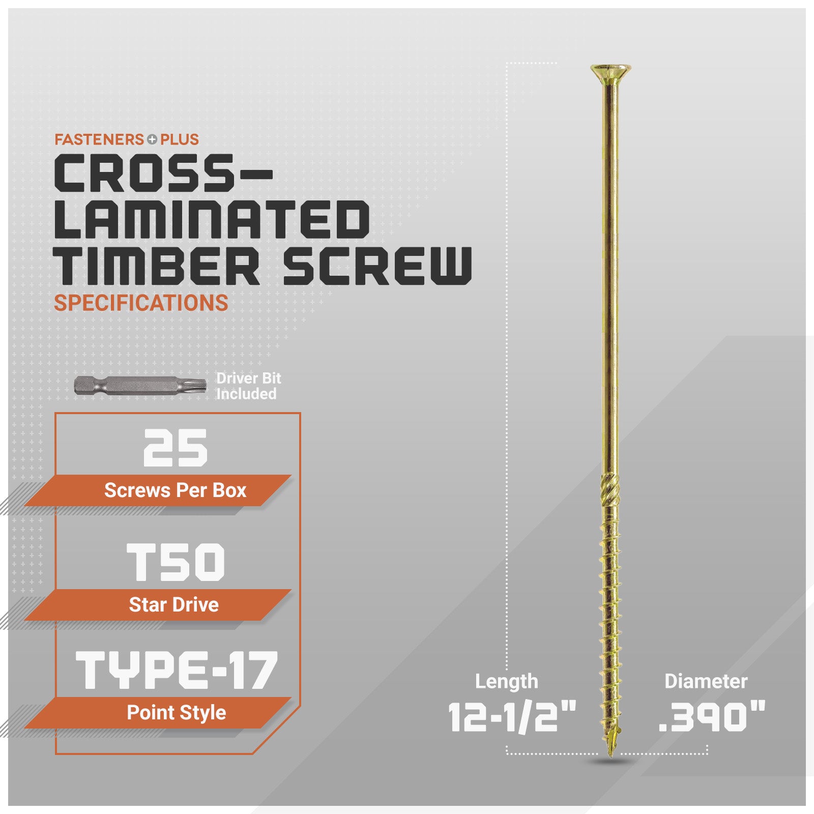 0.315" x 4-3/4" Strong-Drive SDCF Timber-CF Screw - Yellow Zinc - Specifications