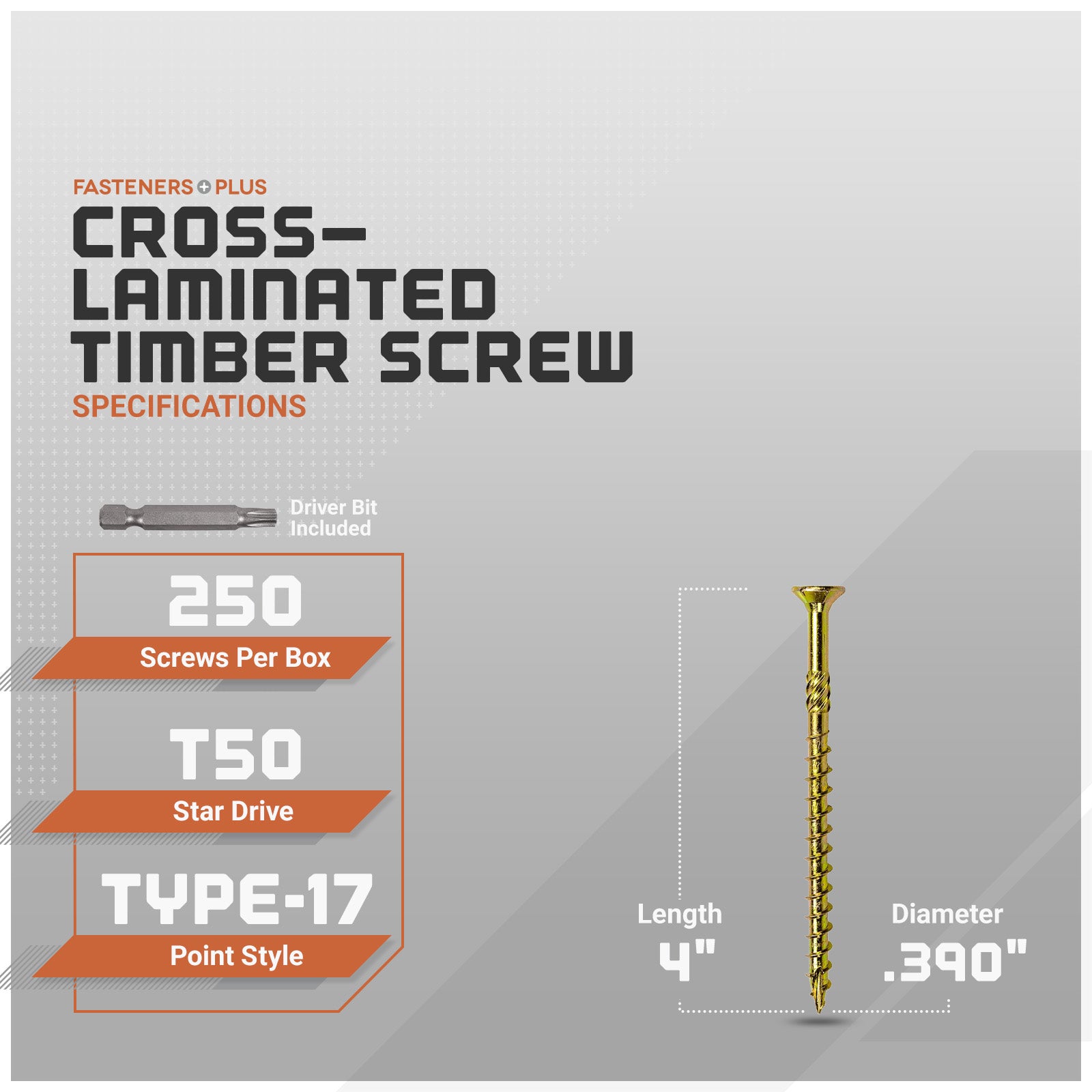 Strong-Drive SDCF Timber-CF Screw - Yellow Zinc - Specifications