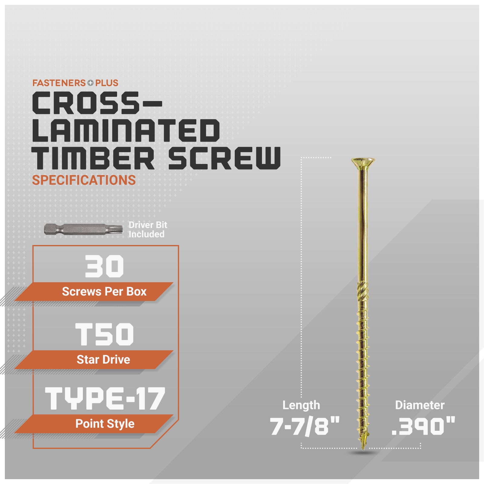 Strong-Drive SDCF Timber-CF Screw - Yellow Zinc - Specifications