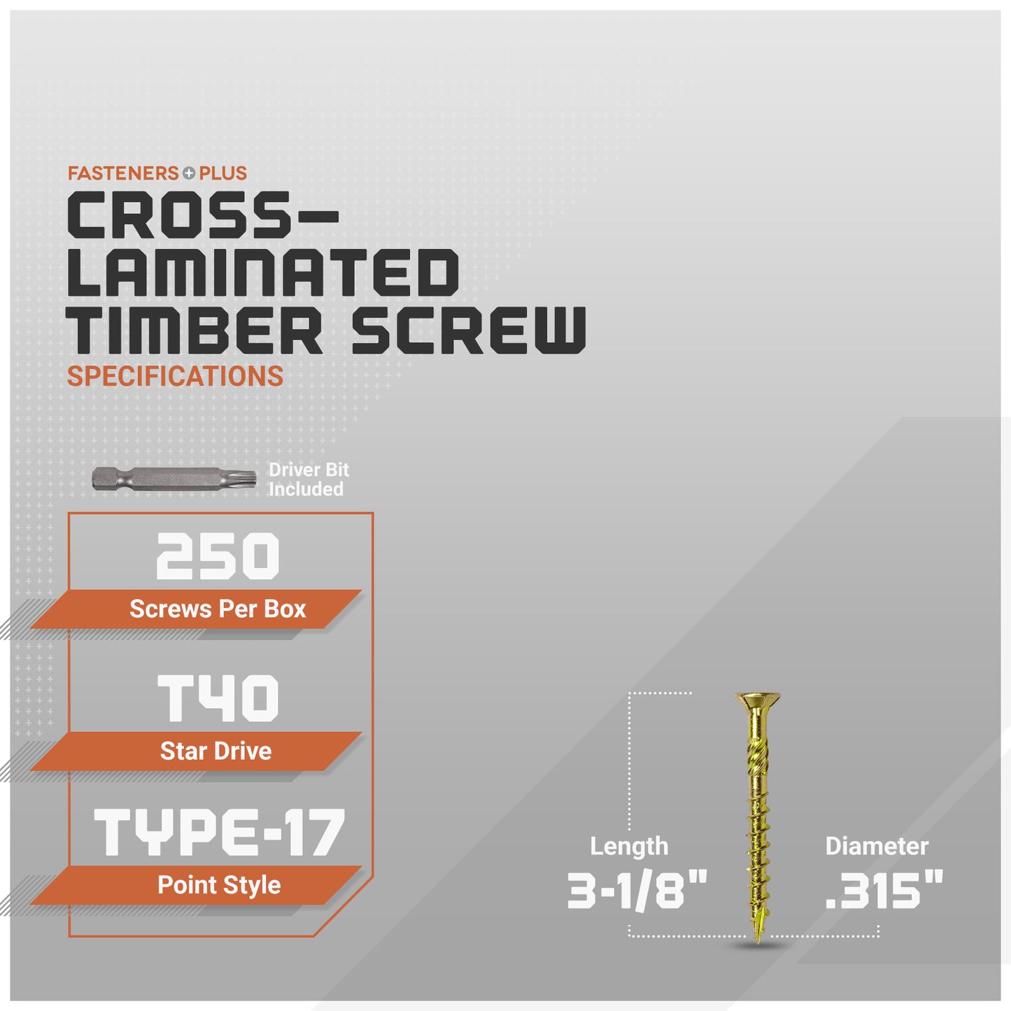 0.315" x 3-1/8" Strong-Drive SDCP Timber-CP Screw - Yellow Zinc, Pkg 250
