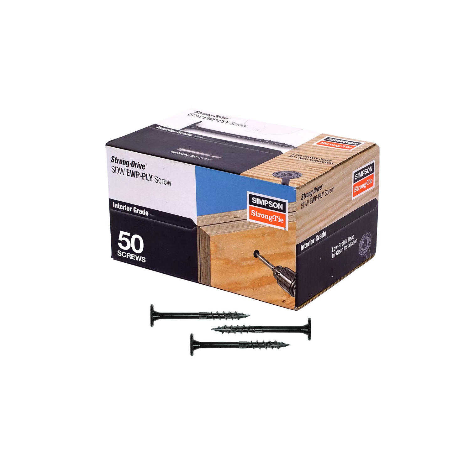 0.220" x 3-3/8" Strong-Tie SDW22338-R50 EWP-Ply Screw - E Coat, Pkg 50