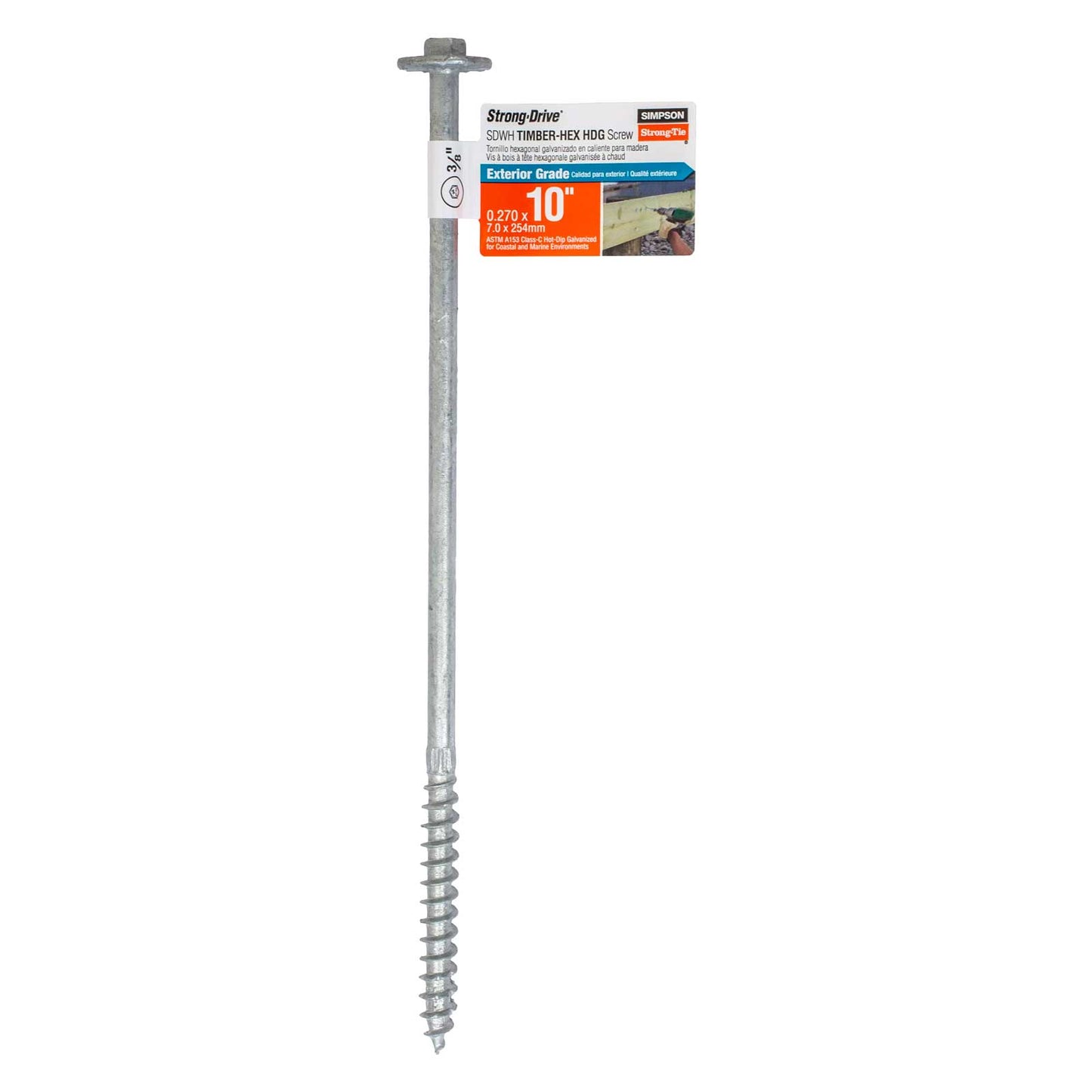 0.276" x 10" Strong-Tie SDWH271000G-RP1 Timber Hex Screw - Hot Dip Galvanized, Pkg 1