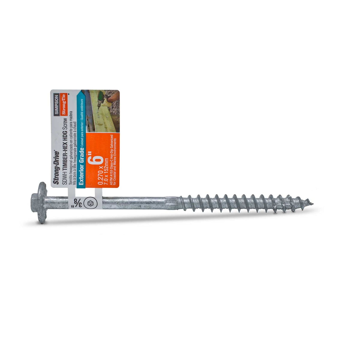 0.276" x 6" Strong-Tie SDWH27600G-RP1 Timber Hex Screw - Hot Dip Galvanized, Pkg 1