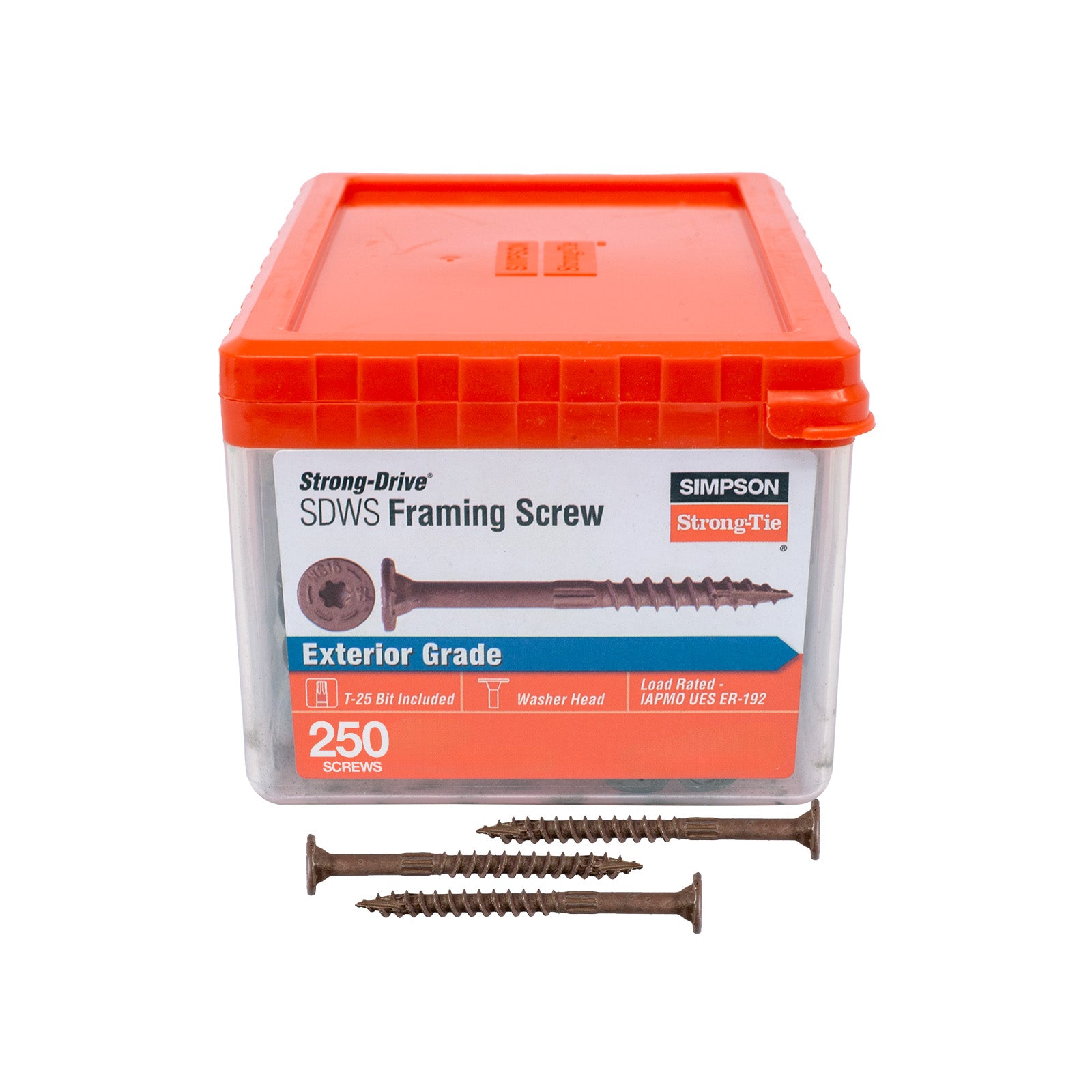 0.160" x 2-1/2" Strong-Tie SDWS16212QMB Framing Screws, Pkg 250