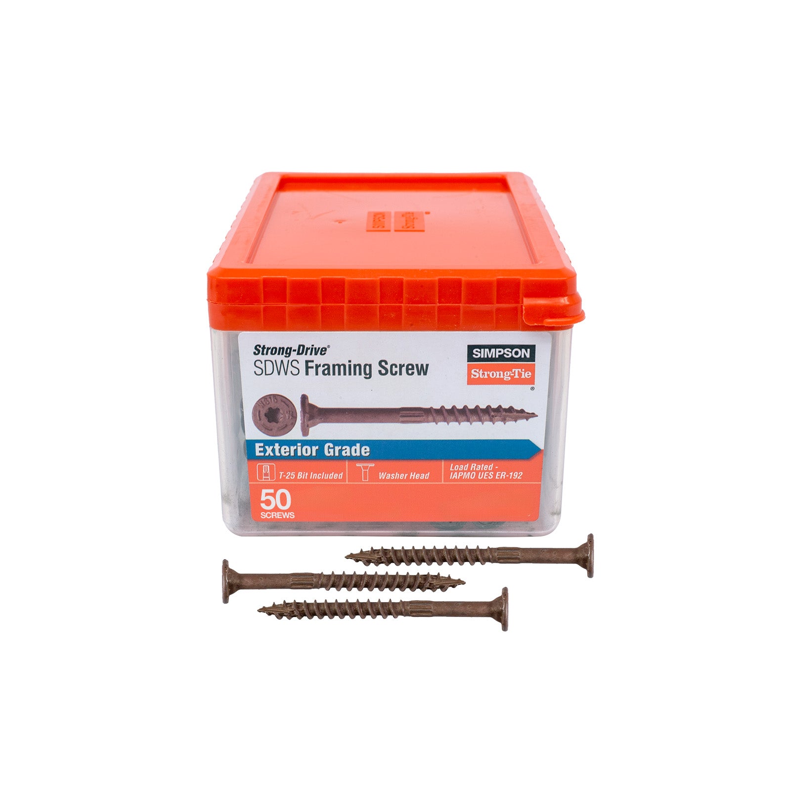 0.160" x 2-1/2" Strong-Tie SDWS16212QR50 Framing Screw, Quik Guard Coating, Pkg 50