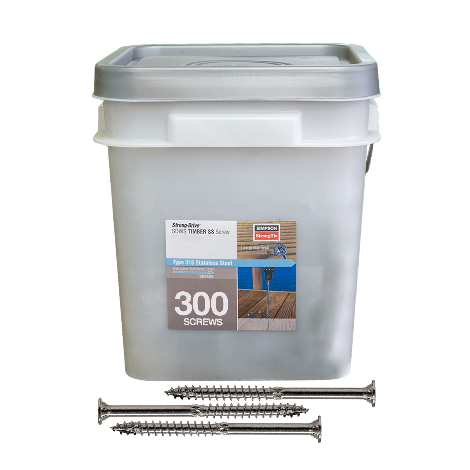 0.276" x 5" Strong-Tie SDWS27500SS Timber Screw - 316 Stainless Steel, Pkg 300