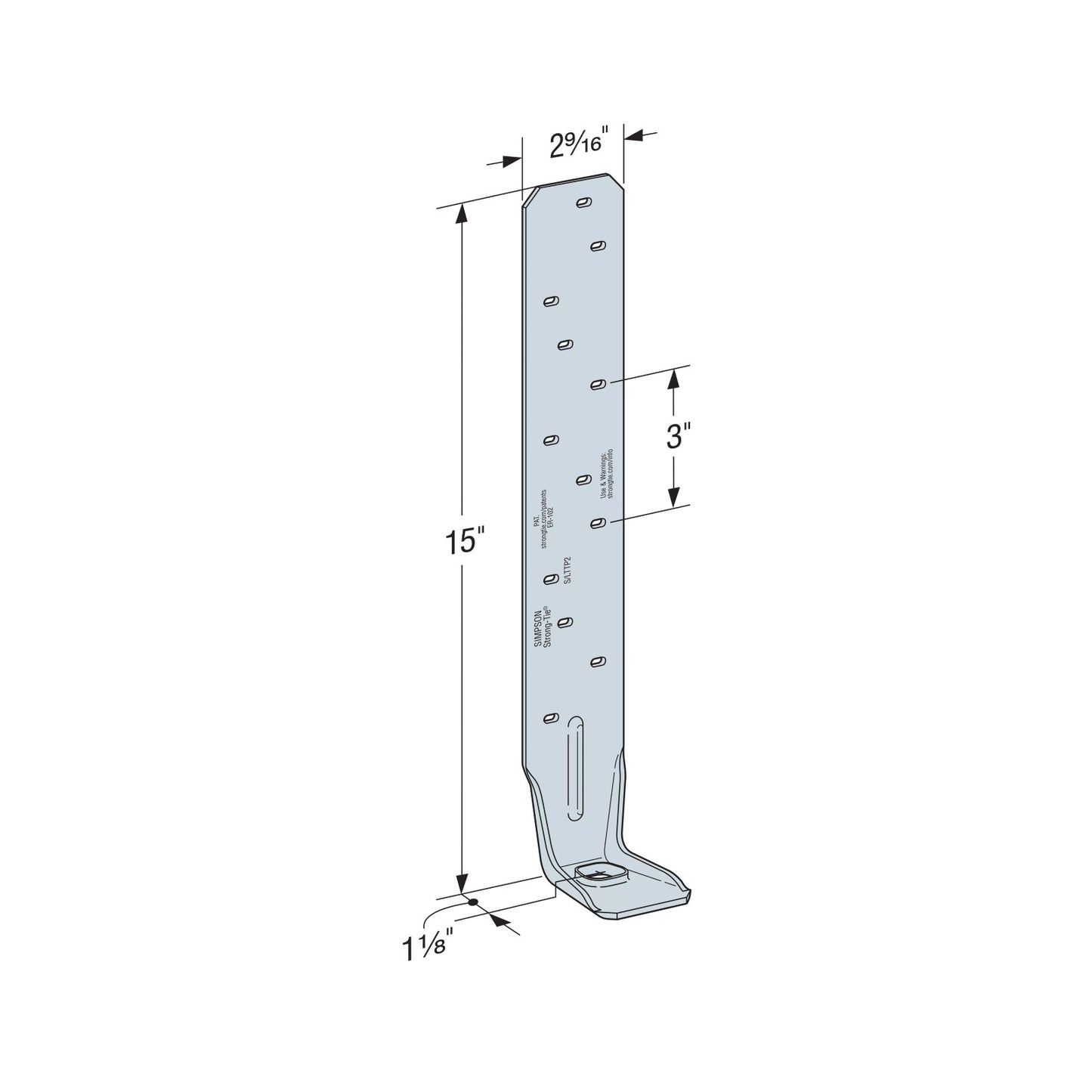 Simpson Strong-Tie S/LTTP2 2 9/16" x 15" Zinc Galvanized Tension Tie