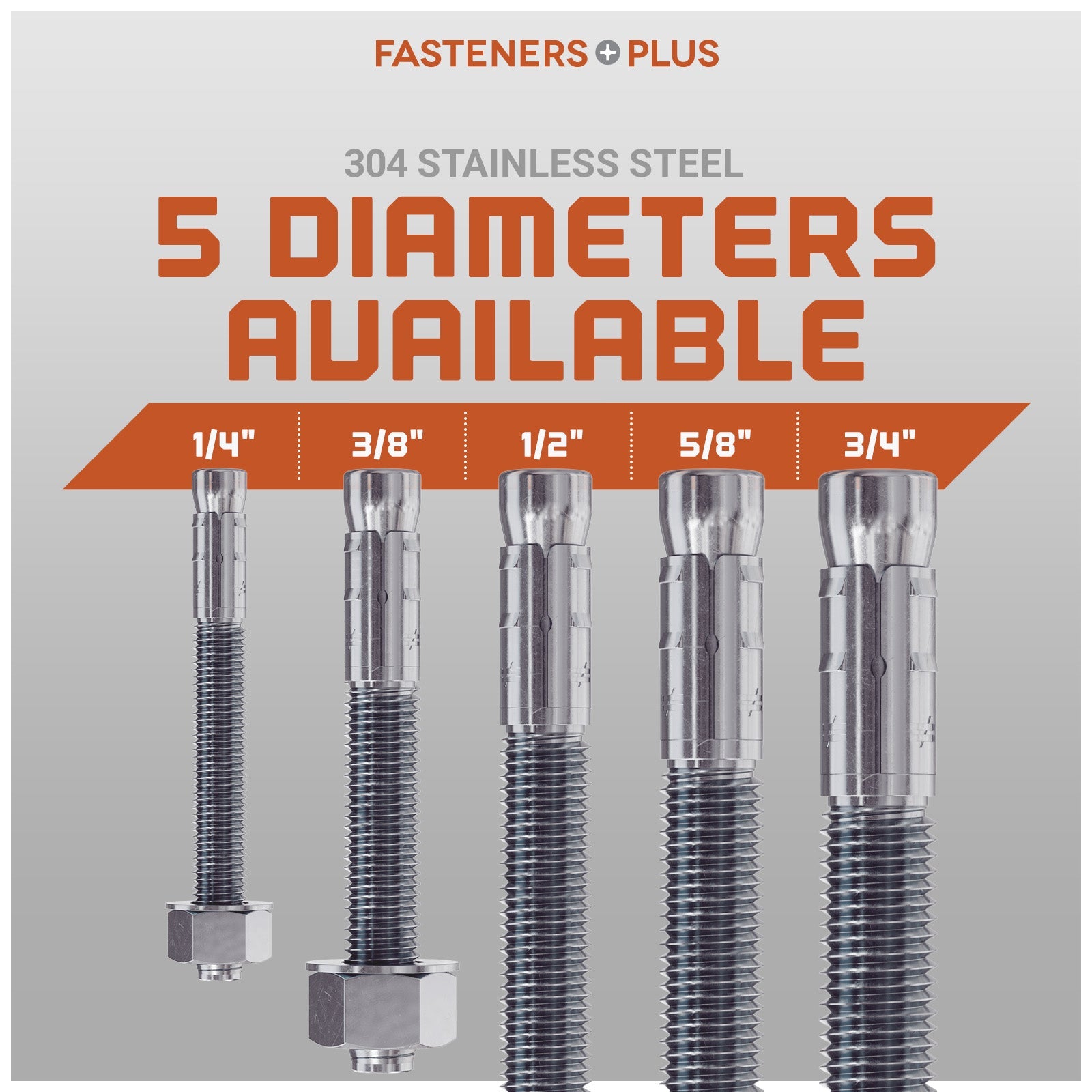 Simpson 1/4" Strong Bolt 2 Fully Assembled Wedge Anchor - 304 Stainless Steel Diameter Chart