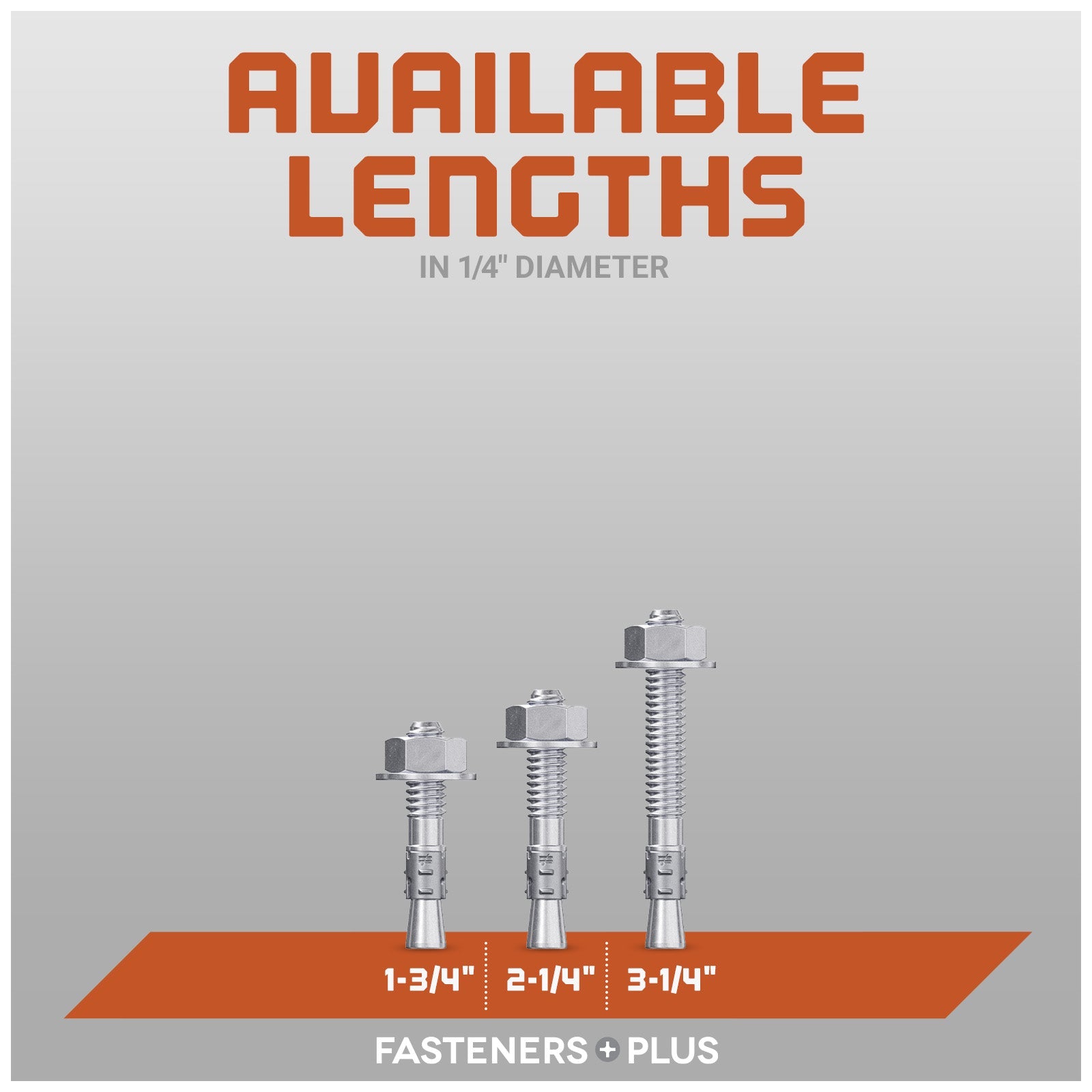 Simpson 1/4" Strong Bolt 2 Fully Assembled Wedge Anchor - 304 Stainless Steel Length Chart