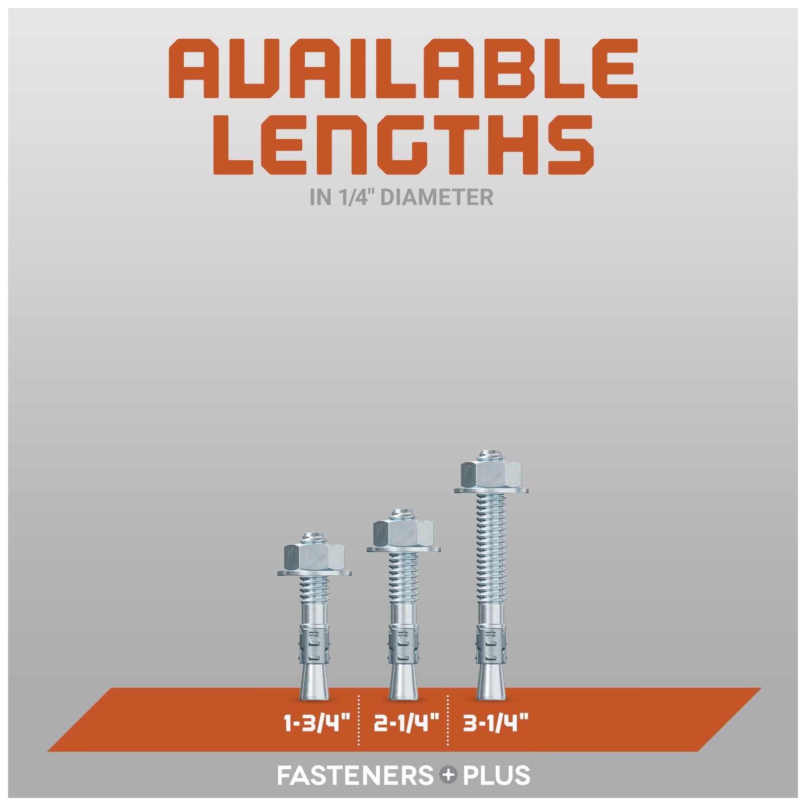1/4" Strong-Tie Strong Bolt 2 Wedge Anchor Fully-Assembled, Zinc Plated Length Chart