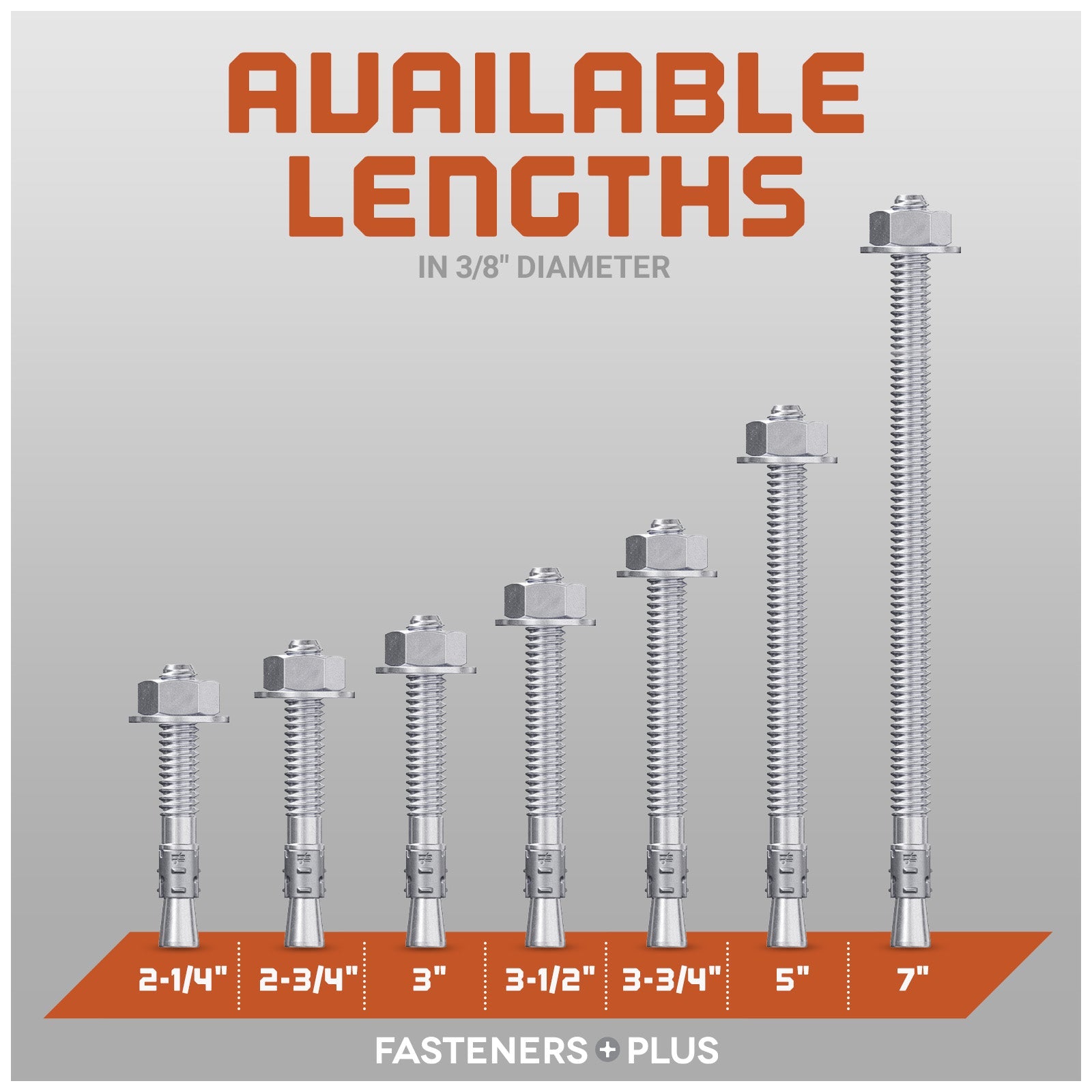 Simpson 3/8" Strong Bolt 2 Fully Assembled Wedge Anchor - 304 Stainless Steel Length Chart