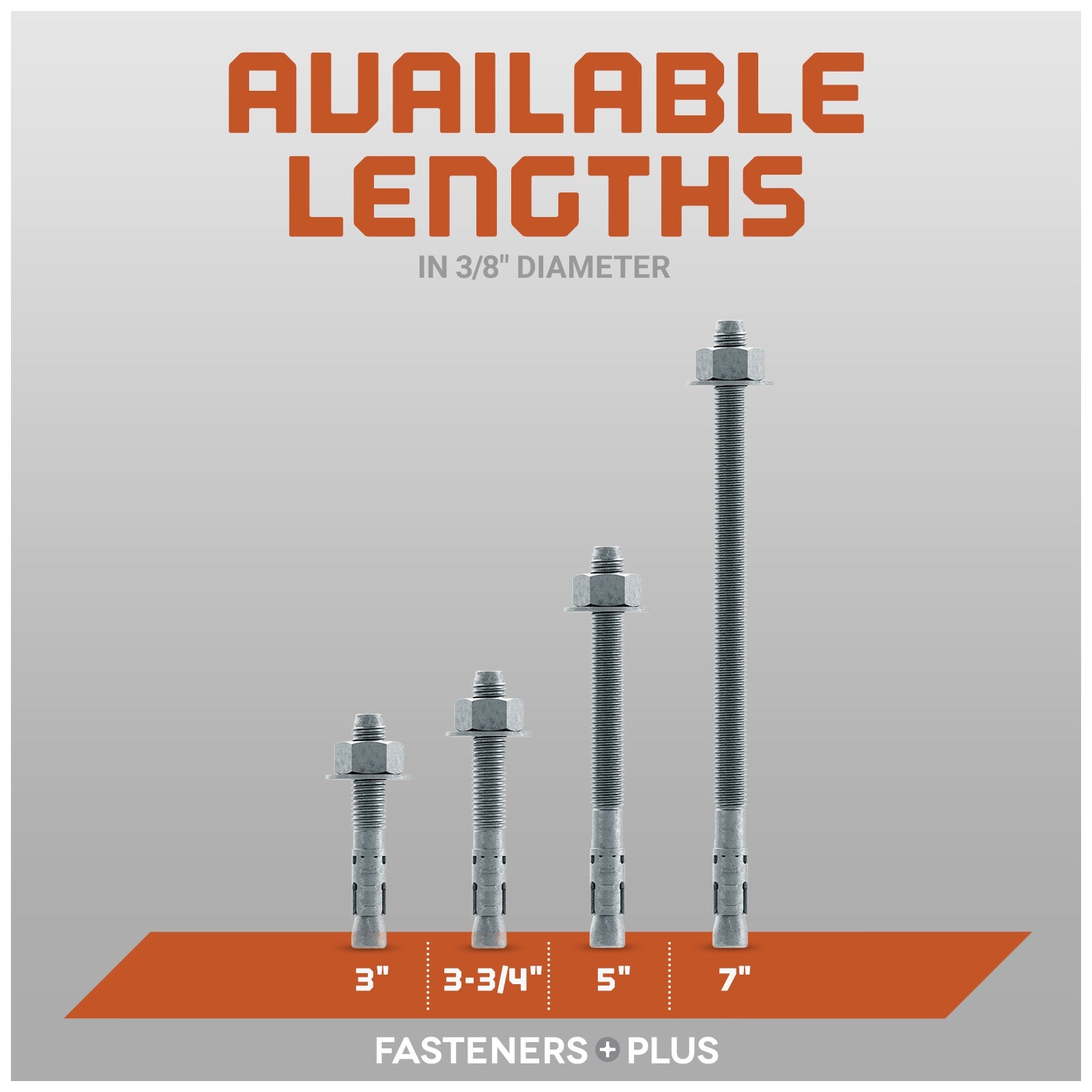 Simpson 3/8" Strong Bolt 2 Fully Assembled Wedge Anchor - Mechanically Galvanized Length Chart