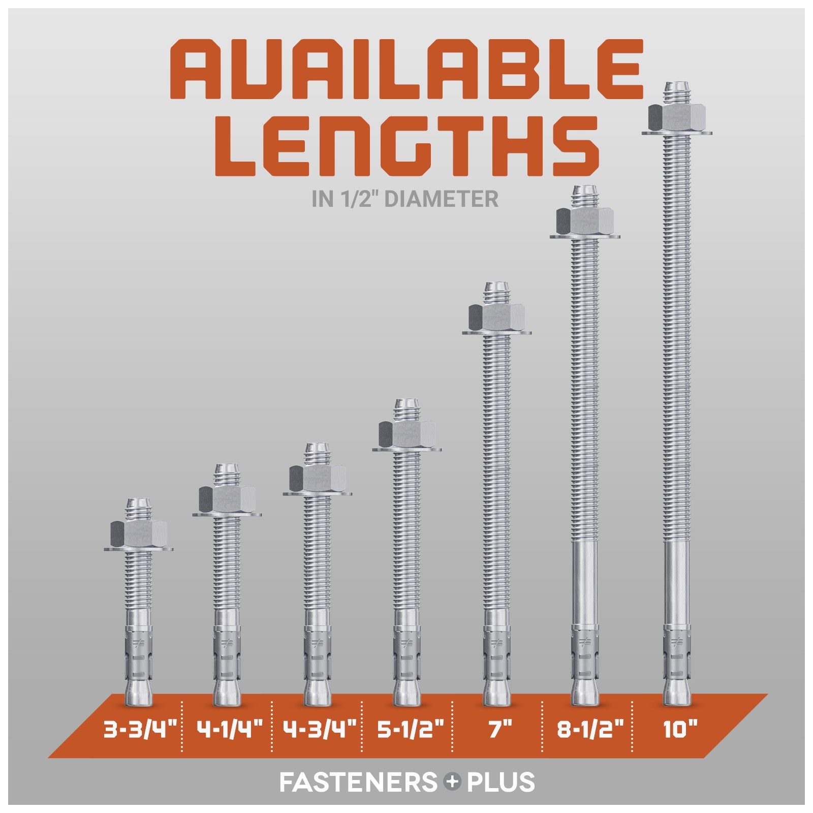 Simpson 1/2" Strong Bolt 2 Fully Assembled Wedge Anchor - 316 Stainless Steel Length Chart