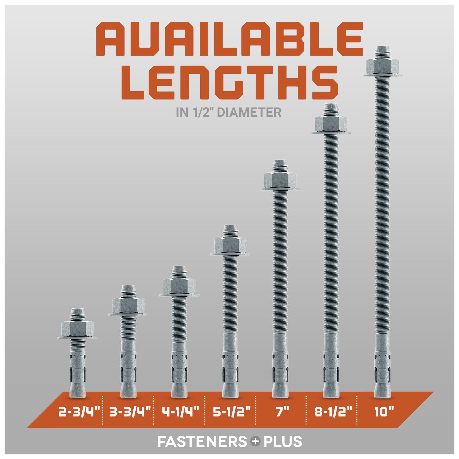 Simpson 1/2" Strong Bolt 2 Fully Assembled Wedge Anchor - Mechanically Galvanized Length Chart