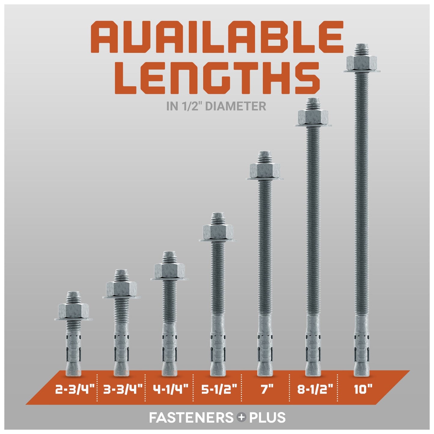 Simpson 1/2" Strong Bolt 2 Fully Assembled Wedge Anchor - Mechanically Galvanized Length Chart