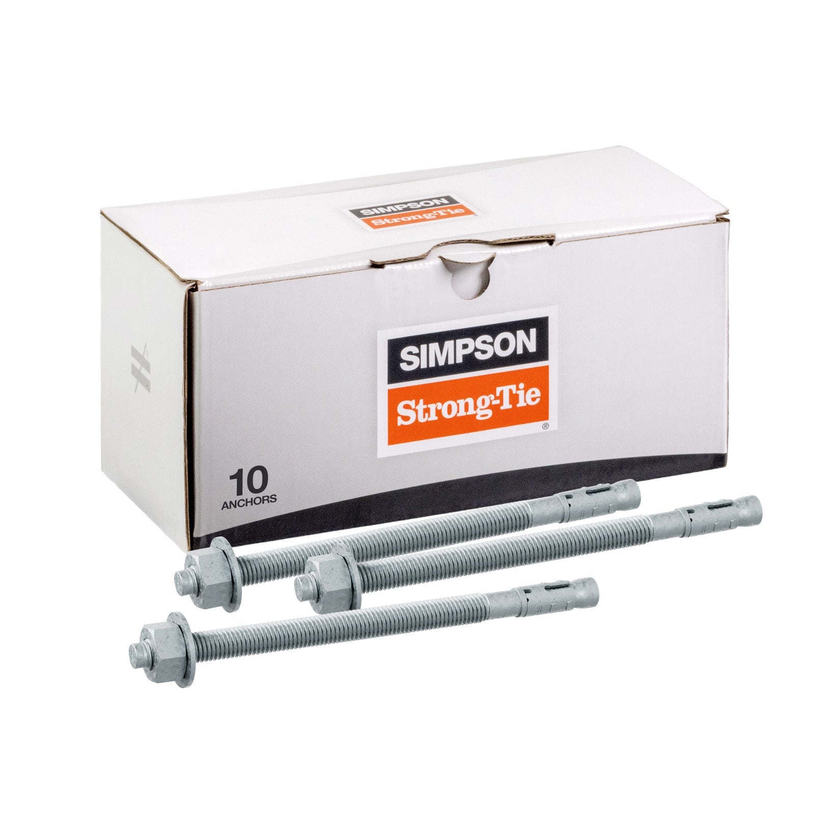 Simpson 5/8" x 10" Strong Bolt 2 Fully Assembled Wedge Anchor - Mechanically Galvanized, Pkg 10