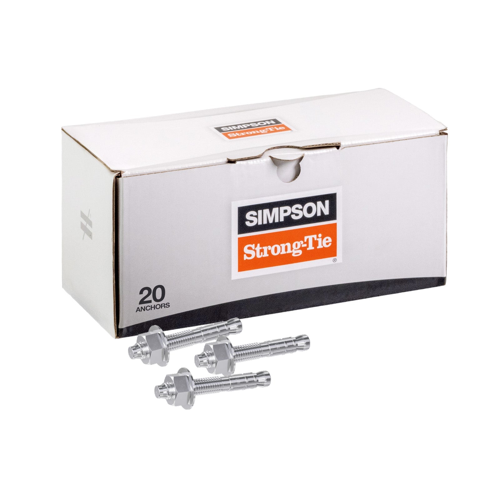 Simpson 5/8" x 4-1/2" Strong Bolt 2 Fully Assembled Wedge Anchor - 304 Stainless Steel, Pkg 20