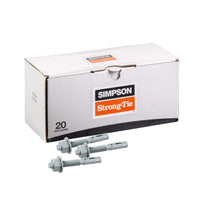Box of Simpson Strong Tie wedge anchors on a white background